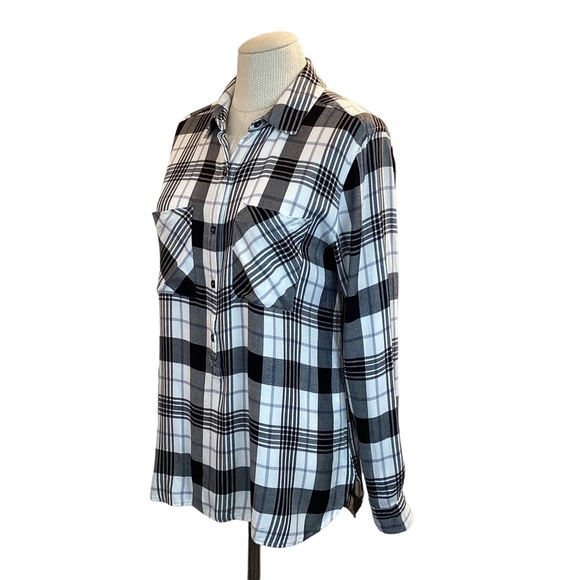 SAKS Fifth Avenue Black White Plaid Shirt - Picture 11 of 12